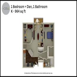 K Floor Plan at The Cielo Apartments, Fridley, Minnesota