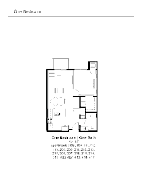 One Bedroom & One Bath Floor Plan at The Hendrickson, Falcon Heights, Minnesota