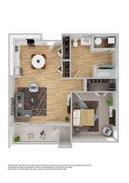 One bedroom floor plan with open layout at Lofts at Innovation Center Apartments, Washington, 99354