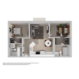 A floor plan of a house with a kitchen, living room, and bathroom.