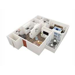 2 bed two bath floorplan at Creekview Apartments, Utah