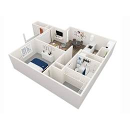 One bedroom 1 bath floorplan at Creekview Apartments, Utah, 84047