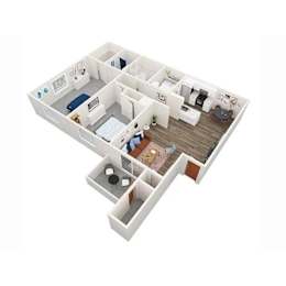 Two bedroom 2 bathroom floorplan at Creekview Apartments, Midvale, UT