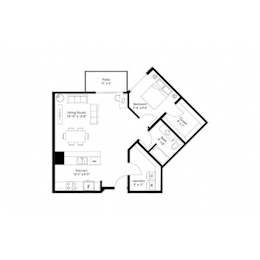 One bedroom floor plan at Grand Gateway Apartments, St Cloud, MN 56301