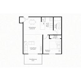 One bedroom floor plan layout at Prosper West Apartments, Waite Park