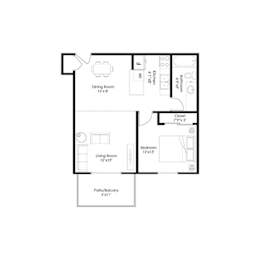 One bedroom apartment floor plan at Prosper West Apartments, Minnesota, 56387