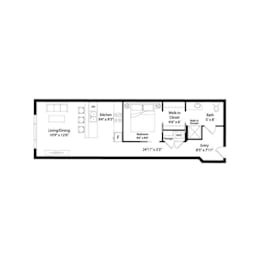 One bedroom one bathroom apartment floor plan at Regency Park Apartments, St Cloud, 56304