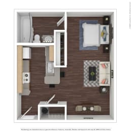 Floor Plan  a stylized floor plan with a bedroom and a bathroom