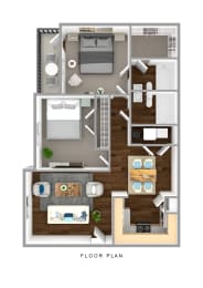 Floor Plan  a stylized floor plan with bedrooms and a living room