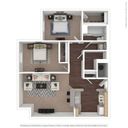 Floor Plan  a stylized floor plan with a bedroom and living room