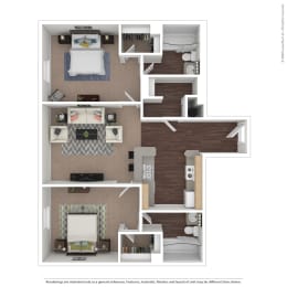 Floor Plan  a stylized floor plan with a bedroom and living room