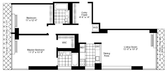 A black and white image of a house floor plan.