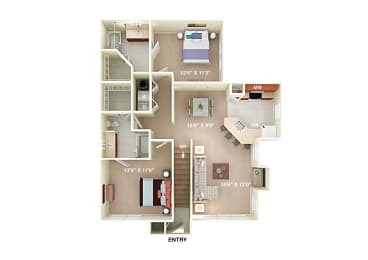 Jackson 2 Bed 2 Bath floor planat Fortress Grove, Murfreesboro