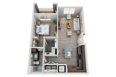 1 Bedroom Floorplan | 747 Sq. Ft. at Elevate at Brighton Park, South Carolina, 29486