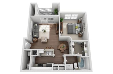 Azalea 1 bd 1ba Floorplan at Sweetgrass Landing, Mount Pleasant, South Carolina, 29466