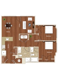 B1 Floor Plan at The Apartments at St. Marys, Raleigh, NC