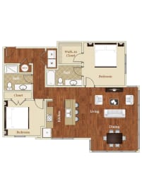 B6 Floor Plan at The Apartments at St. Marys, Raleigh, North Carolina