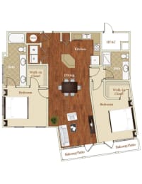 B7 Floor Plan at The Apartments at St. Marys, Raleigh, 27605