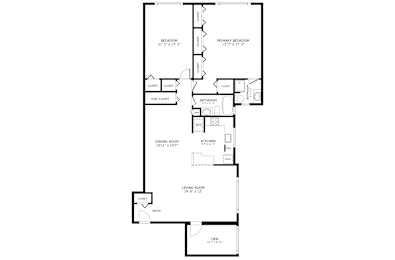 2 Bedroom 2 Bath Deluxe Den - Renovated 2D Floor Plan