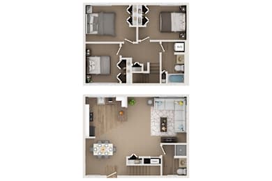 3 Bedroom 2 Bath Townhome - Renovated Floor Plan at Cardiff Hall Apartments, Towson, 21204