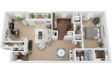 Baldwin renovated 1 bedroom 1 bath w den floor plan at Courthouse Square Apartments, Maryland