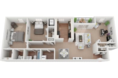 2 Bedroom 1,5 Bath 1,323 Sq.Ft. Dorchester Floor Plan at Courthouse Square Apartments, Towson
