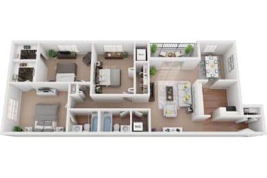 3 Bedroom 2 Bath 1320 SF  at Courthouse Square Apartments, Towson, 21286