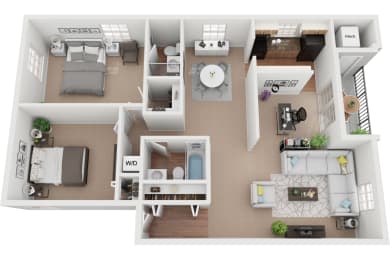 2 Bedroom 2 Bath 1204 SF at Courthouse Square Apartments, Towson, MD, 21286