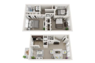3 Bed 1 Bath Townhome Floor Plan at Doncaster Village Apartments, Parkville, 21234
