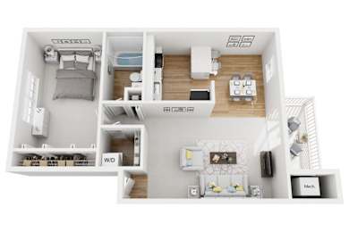 1 Bedroom 1 Bathroom Floor Plan at Perring Park Apartments, Maryland, 21234
