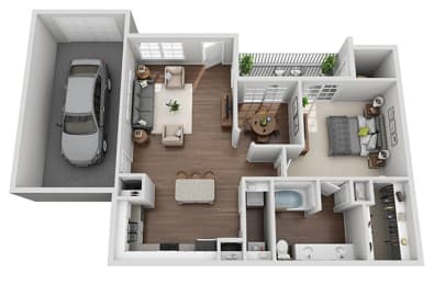 Magnolia 1bd 1ba Floorplan at Sweetgrass Landing, South Carolina