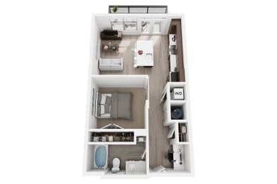 Studio A1 floor plan at Millworks Apartments, Atlanta, GA