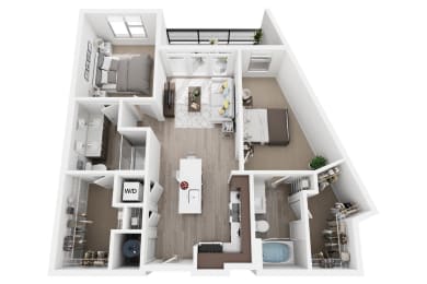 2 bedroom 2 bath B1 floor plan at Millworks Apartments, Atlanta, GA