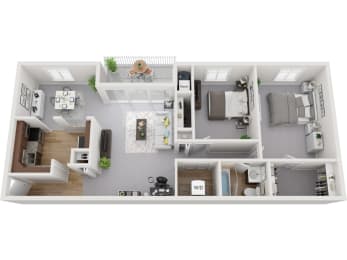 Renovated 2 Bedroom 1 Bath 1050sf Floor Plan at, Padonia Village Apartments, Timonium MD