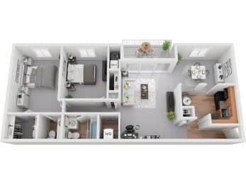 2 Bedroom 1.5 Bath 1055sf Floor Plan at, Padonia Village Apartments, Timonium MD