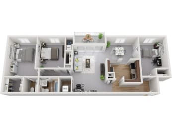 Renovated 2 Bedroom 1.5 Bath with Den1224sf Floor Plan, atPadonia Village Apartments, Timonium MD