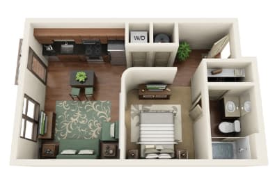 Dillworth 1 Bed 1 Bath Floor Plan at Park & Kingston Charlotte NC 28203