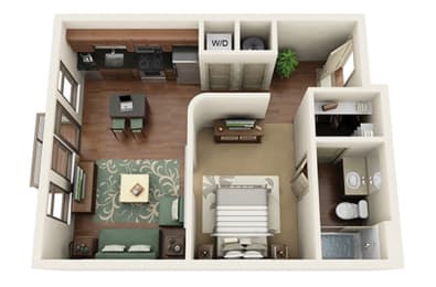 Gallery Studio Floor Plan at Park & Kingston Charlotte NC 28203