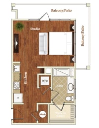 S10 Studio 636  square foot floor plan at St. Marys Square Apartments, Raleigh, NC