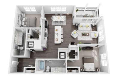 2 bedroom 2 bath 1337 sf 3D Floor Plan @ St. Marys Square North