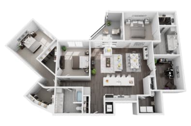 3 bed 2 bath 1798 sf 3d floor plan at St. Mary's Square North