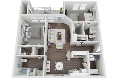 The Savannah 2 Bedroom 2 Bathroom Non Renovated Floorplan at The Bluestone Apartments, Bluffton, SC