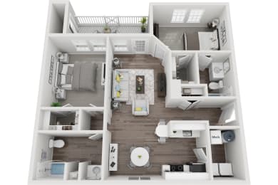 The Savannah 2 Bedroom 2 Bathroom Renovated Floorplan at The Bluestone Apartments, Bluffton, SC