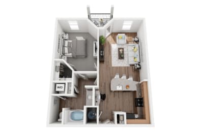 1 Bed 1 Bath 758 sf Franklin Floor Plan at Two Addison Place, Pooler, 31322