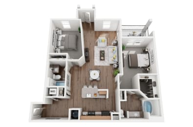 2 Bed 2 Bath 1294 sf Layfayette Floor Plan at Two Addison Place, Pooler, Georgia