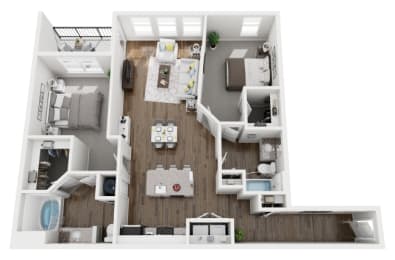 2 Bed 2 Bath 1279 sf Troup Renovated Floor Plan at Two Addison Place, Pooler, 31322, Georgia