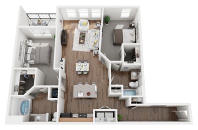 2 Bed 2 Bath 1279 sf Troup Floor Plan at Two Addison Place, 31322, Georgia