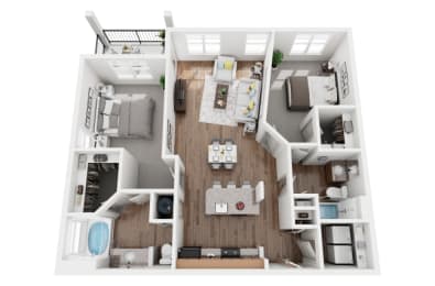 2 Bed 2 Bath 1160 sf Warren Floor Plan at Two Addison Place, Pooler, Georgia