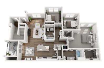 3 Bed 2 Bath 1562 sf Washington Renovated Floor Plan at Two Addison Place, Pooler, 31322, GA
