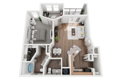 1 Bed 1 Bath 1038 sf Wright Floor Plan at Two Addison Place, Pooler, GA